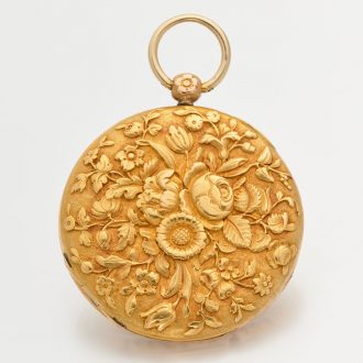 Charming French gold watch with high relief repoussé Circa 1835