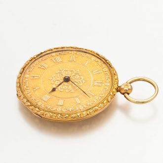 Charming French gold watch with high relief repoussé Circa 1835