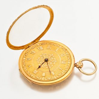 Charming French gold watch with high relief repoussé Circa 1835