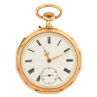 Swiss 14 carat yellow gold keyless dress watch Circa 1900