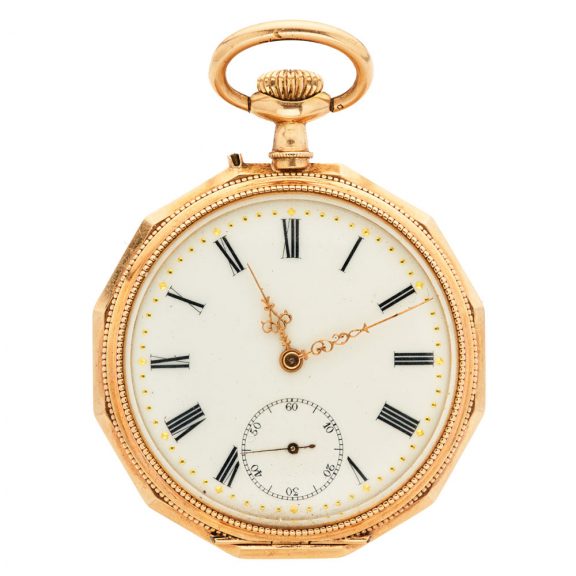 Swiss 14 carat yellow gold keyless dress watch Circa 1900
