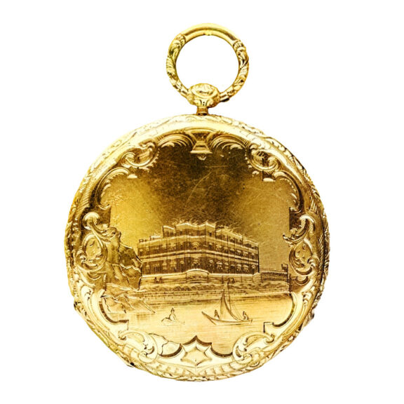 Decorative Swiss gold open faced lever watch Circa 1850 Decorative Swiss gold open faced lever watch Circa 1850