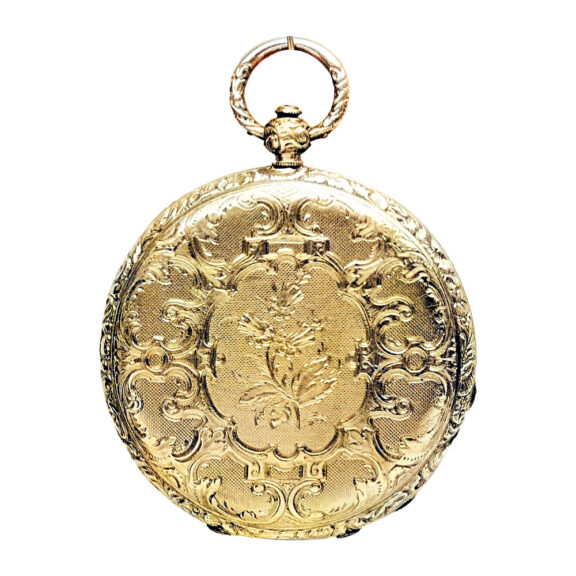 Swiss gold repoussé and engraved pocket watch Circa 1835