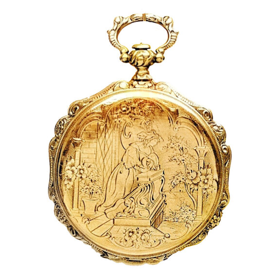 Swiss gold repoussé and engraved pocket watch Circa 1830