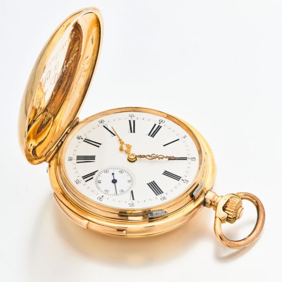Swiss 14 carat gold quarter repeating pocket watch Circa 1900 Swiss 14 carat gold quarter repeating pocket watch Circa 1900