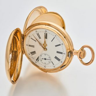 Swiss 14 carat gold quarter repeating pocket watch Circa 1900