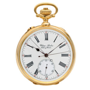 Heavy Swiss gold split seconds chronograph watch Circa 1925
