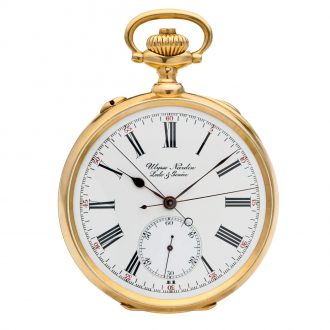 Heavy Swiss gold split seconds chronograph watch Circa 1925