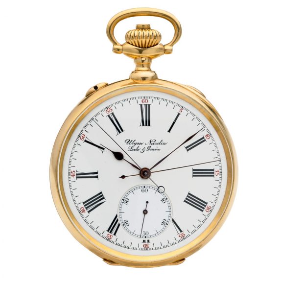 Heavy Swiss gold split seconds chronograph watch Circa 1925 Heavy Swiss gold split seconds chronograph watch Circa 1925