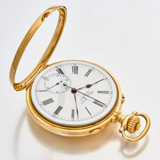 Heavy Swiss gold split seconds chronograph watch Circa 1925
