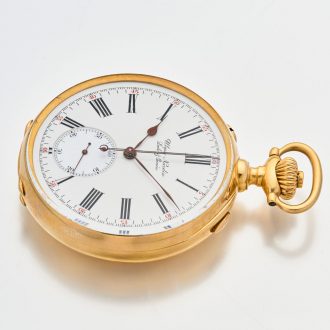 Heavy Swiss gold split seconds chronograph watch Circa 1925