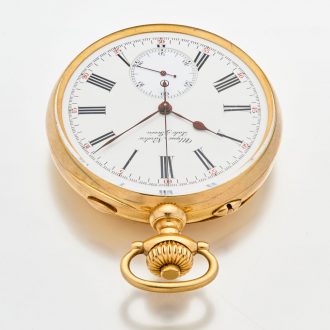 Heavy Swiss gold split seconds chronograph watch Circa 1925