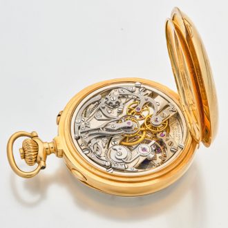 Heavy Swiss gold split seconds chronograph watch Circa 1925