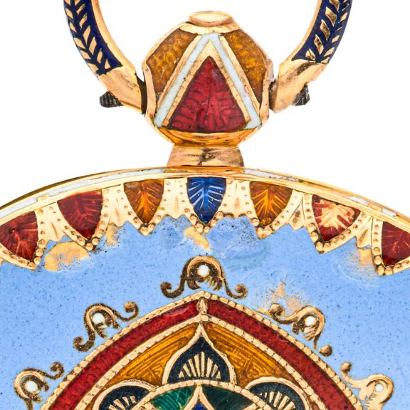 Swiss 18K gold and cloisonné enamel cylinder watch Circa 1835 Swiss 18K gold and cloisonné enamel cylinder watch Circa 1835