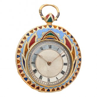 Swiss 18K gold and cloisonné enamel cylinder watch Circa 1835