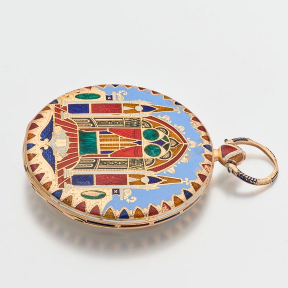 Swiss 18K gold and cloisonné enamel cylinder watch Circa 1835 Swiss 18K gold and cloisonné enamel cylinder watch Circa 1835