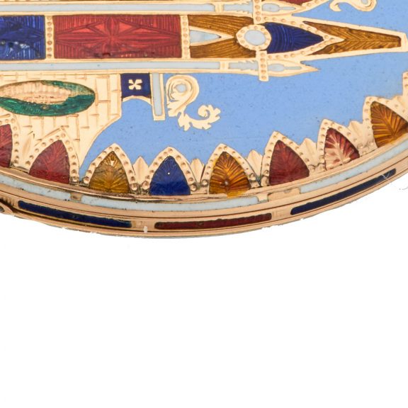 Swiss 18K gold and cloisonné enamel cylinder watch Circa 1835 Swiss 18K gold and cloisonné enamel cylinder watch Circa 1835