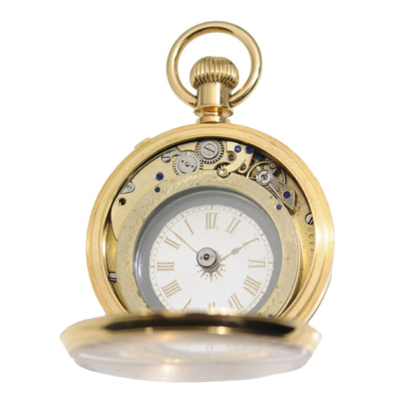 Swiss gold cylinder watch glazed on both sides Circa 1888 Swiss gold cylinder watch glazed on both sides Circa 1888