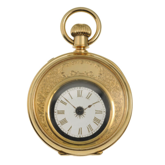 Swiss gold cylinder watch glazed on both sides Circa 1888 Swiss gold cylinder watch glazed on both sides Circa 1888