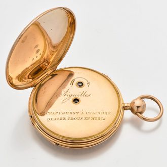 Attractive Swiss gold quarter repeating cylinder watch Circa 1830