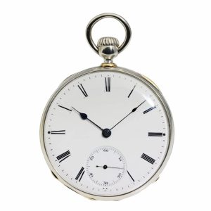 Swiss silver watch with both key and crown winding Circa 1860