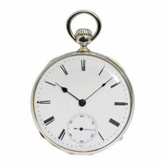 Swiss silver watch with both key and crown winding Circa 1860