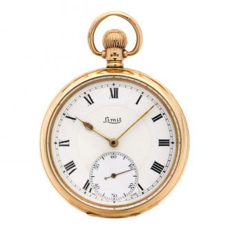 English 9 carat gold open faced lever pocket watch Circa 1927