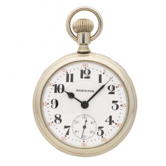 American silver keyless wind open faced watch Circa 1925