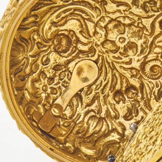 Exquisite English gold watch with floral decoration Circa 1690