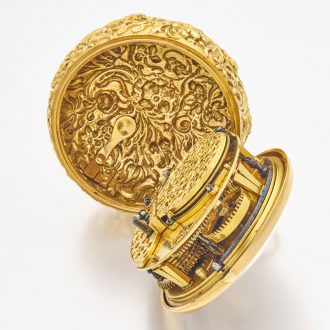 Exquisite English gold watch with floral decoration Circa 1690