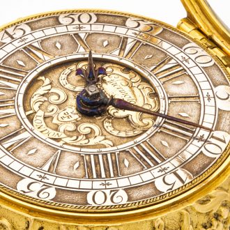 Exquisite English gold watch with floral decoration Circa 1690
