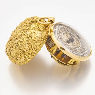 Exquisite English gold watch with floral decoration Circa 1690