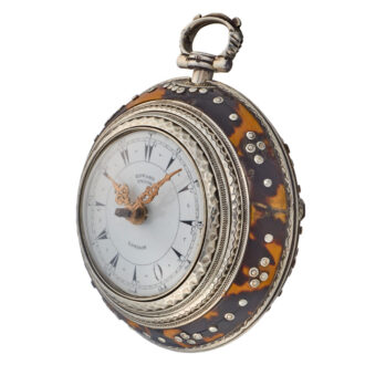 An English tortoiseshell silver verge pocket watch Circa 1869