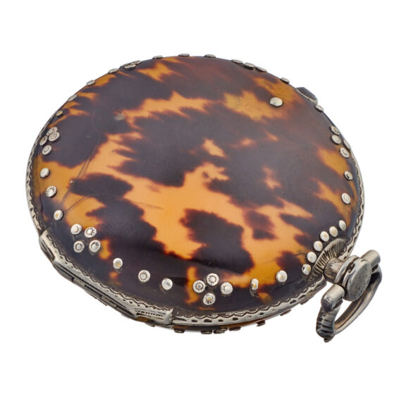 An English tortoiseshell silver verge pocket watch Circa 1869 An English tortoiseshell silver verge pocket watch Circa 1869