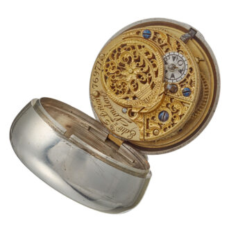 An English tortoiseshell silver verge pocket watch Circa 1869