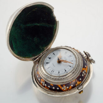 An English tortoiseshell silver verge pocket watch Circa 1869