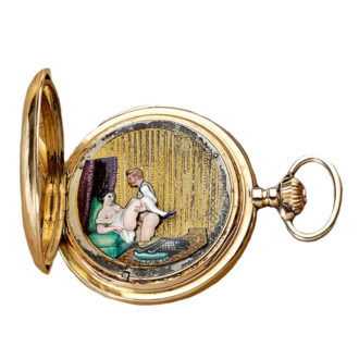 Swiss gold repeating automaton with erotic scene Circa 1900