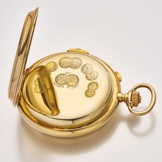 Heavy Swiss 14K gold minute repeater with day and date Circa 1900