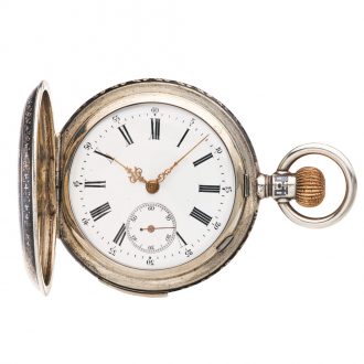 Fine Swiss niëllo silver minute repeating lever watch Circa 1900
