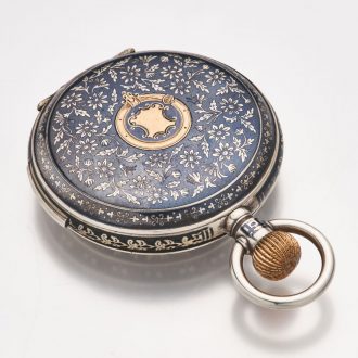 Fine Swiss niëllo silver minute repeating lever watch Circa 1900