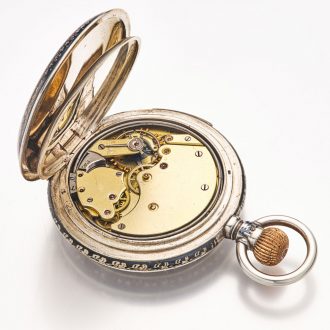 Fine Swiss niëllo silver minute repeating lever watch Circa 1900