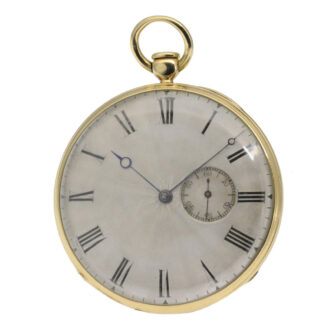 English gold open faced cylinder pocket watch Circa 1830