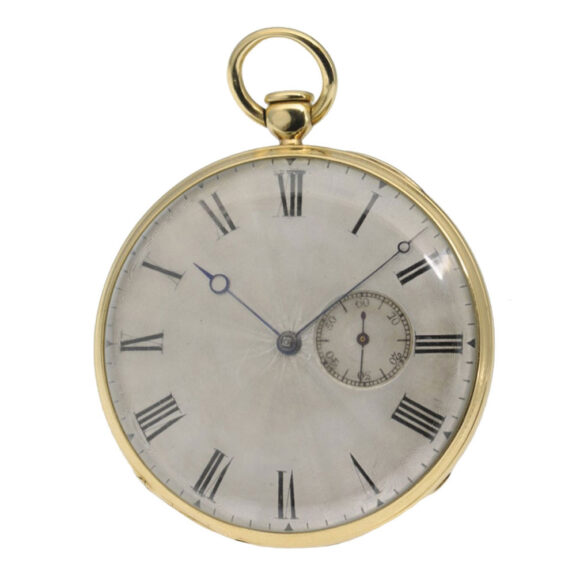 English gold open faced cylinder pocket watch Circa 1830