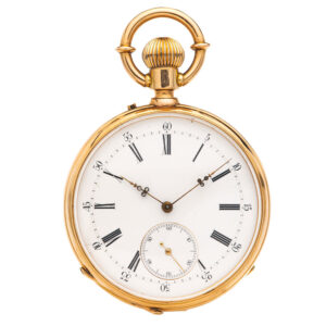 Fine Swiss 18 carat gold open faced lever watch Circa 1885