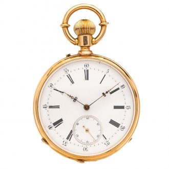 Fine Swiss 18 carat gold open faced lever watch Circa 1885