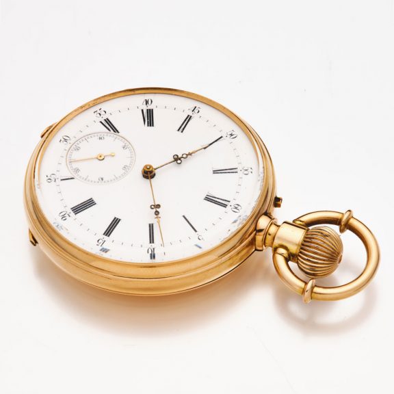 Fine Swiss 18 carat gold open faced lever watch Circa 1885 Fine Swiss 18 carat gold open faced lever watch Circa 1885