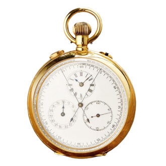 Swiss gold rewindable watch with regulator dial Circa 1920 Swiss gold rewindable watch with regulator dial Circa 1920
