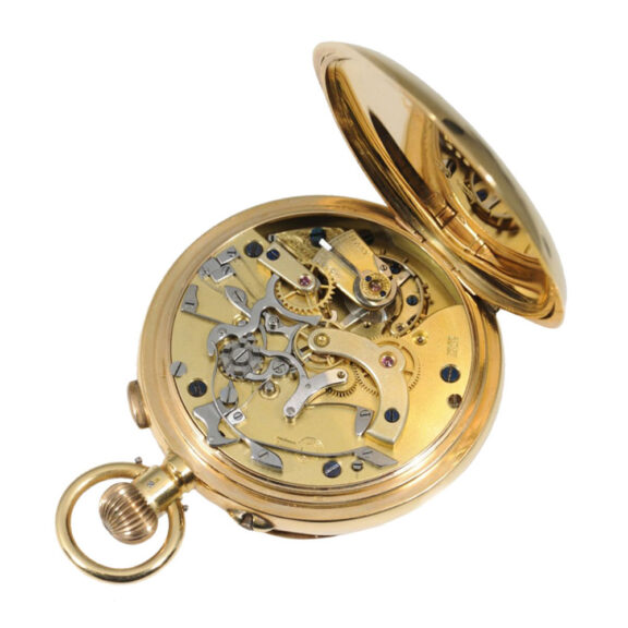 Swiss gold rewindable watch with regulator dial Circa 1920 Swiss gold rewindable watch with regulator dial Circa 1920