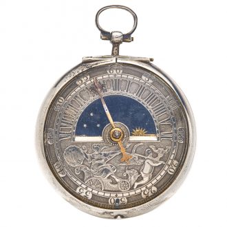 English silver verge watch with day and night indication Circa 1680