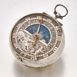 English silver verge watch with day and night indication Circa 1680